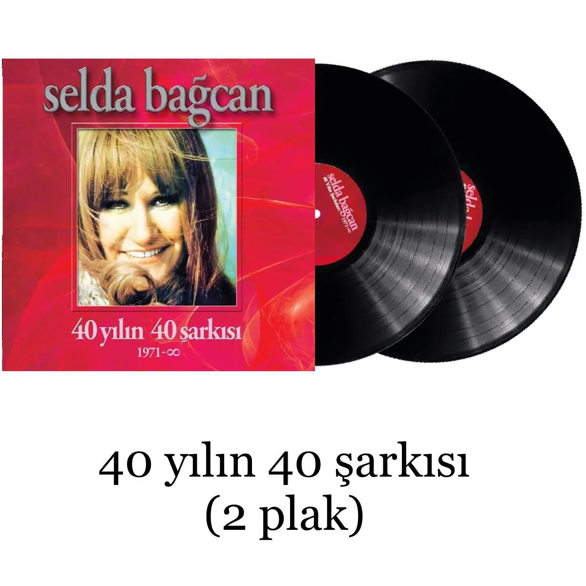 Selda Bagcan 40 Yilin 40 Sarkisi double LP vinyl record album with red cover and portrait of the singer.