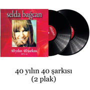 Selda Bagcan 40 Yilin 40 Sarkisi double LP vinyl record album with red cover and portrait of the singer.