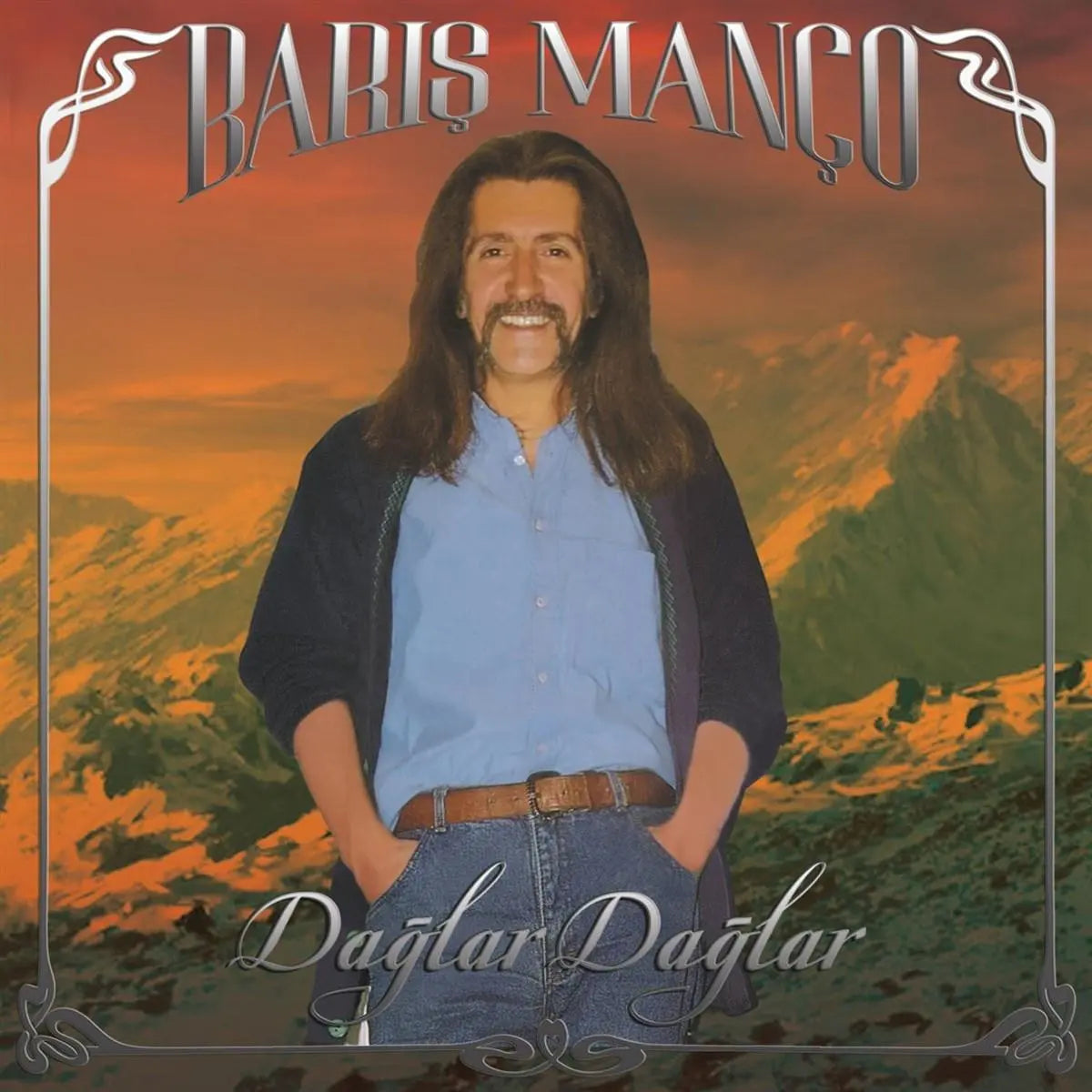 Barış Manço Daglar Daglar LP album cover with artist standing against mountain background