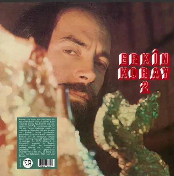 Erkin Koray-2 LP album cover featuring a close-up of Erkin Koray's face with a blurred foreground and bold red text.